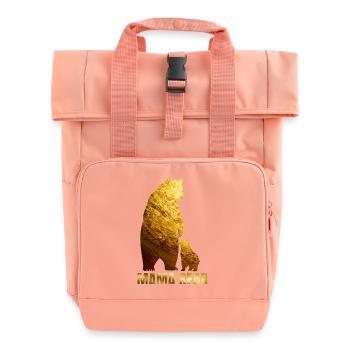 Mama Bear Gold Foil - Roll Top Backpack with Two Handles - chintz rose - Front