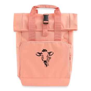Cow's head - Roll Top Backpack with Two Handles - chintz rose - Front