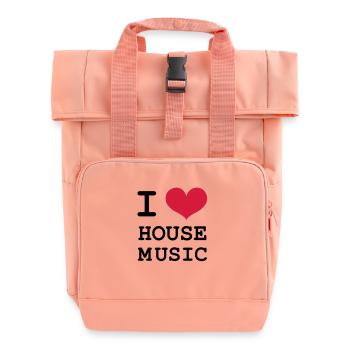 I Love House Music! - Roll Top Backpack with Two Handles - chintz rose - Front