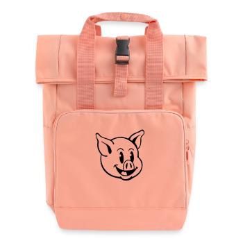 pig_comic_t1 - Roll Top Backpack with Two Handles - chintz rose - Front
