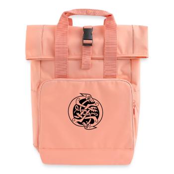 Irland T-Shirt Design Two Celtic Beasts - Rolltop Rucksack mit zwei Griffen - Chintzrosa - Vorne