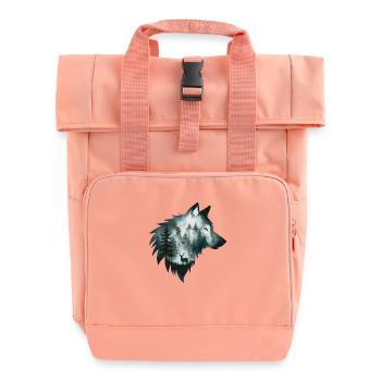 Captivating and intricate artwork featuring a wolf - Roll Top Backpack with Two Handles - chintz rose - Front