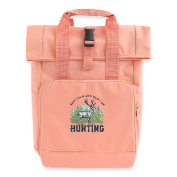 Majestic Deer Hunting Design - Roll Top Backpack with Two Handles - chintz rose - Front
