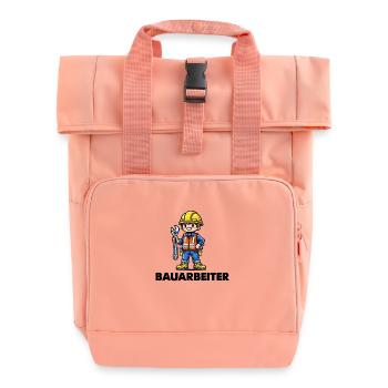 construction worker - Roll Top Backpack with Two Handles - chintz rose - Front