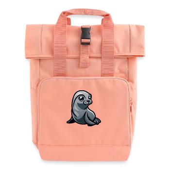 Seal Animal Comic - Roll Top Backpack with Two Handles - chintz rose - Front