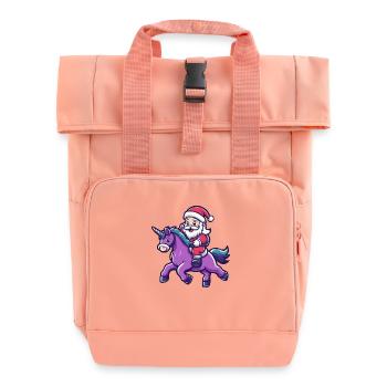 Licorne Père Noël dessin animé - Sac à dos Roll Top à deux anses - rose liberty - Devant