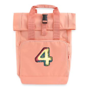 4 Zahl Bunt - Rolltop Rucksack mit zwei Griffen - Chintzrosa - Vorne