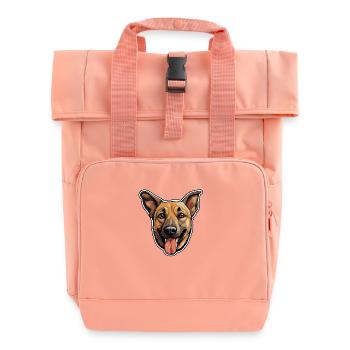 Malinois Hundegesicht - Lebendiges Woof - Rolltop Rucksack mit zwei Griffen - Chintzrosa - Vorne