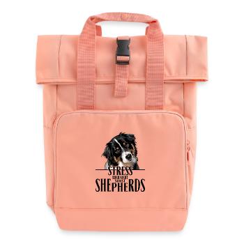AUSTRALIAN SHEPHERD Spruch Wilsigns Aussie - Rolltop Rucksack mit zwei Griffen - Chintzrosa - Vorne