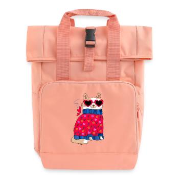Katze und herzen - Rolltop Rucksack mit zwei Griffen - Chintzrosa - Vorne