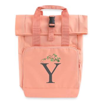 Y with shamrocks - Roll Top Backpack with Two Handles - chintz rose - Front