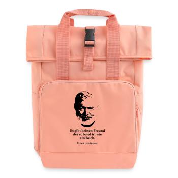 Hemingway: There is no friend who is so loyal - Roll Top Backpack with Two Handles - chintz rose - Front