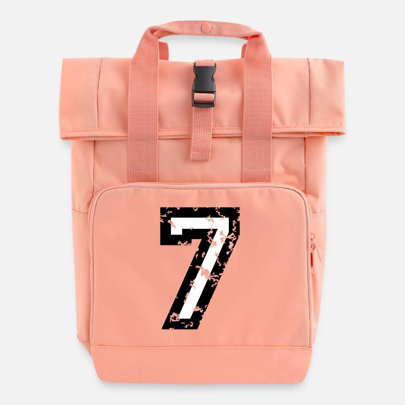Le numéro sept- No. 7 (deux couleurs) blanc - Sac à dos Roll Top à deux anses - rose liberty