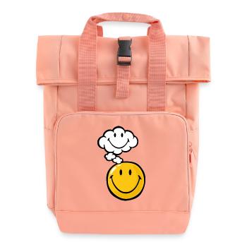 Smiley Thought - Roll Top Backpack with Two Handles - chintz rose - Front