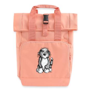 Niedlicher Bearded Collie - Rolltop Rucksack mit zwei Griffen - Chintzrosa - Vorne