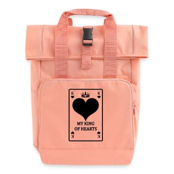 Spielkarte Mein Herz König mit Text - Rolltop Rucksack mit zwei Griffen - Chintzrosa - Vorne