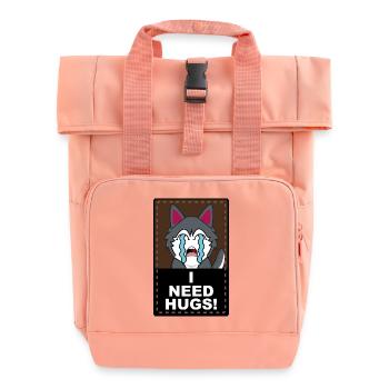 Need Hugs - Roll Top Backpack with Two Handles - chintz rose - Front