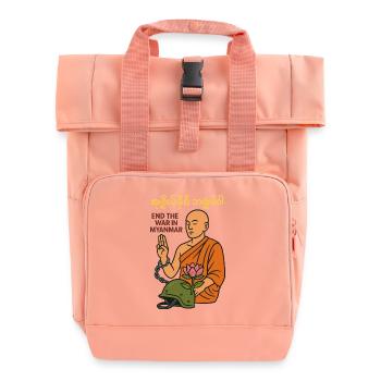 Peace for Myanmar - Roll Top Backpack with Two Handles - chintz rose - Front