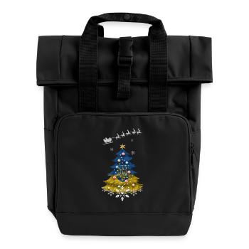 Christmas tree with Ukraine flag - Roll Top Backpack with Two Handles - black - Front
