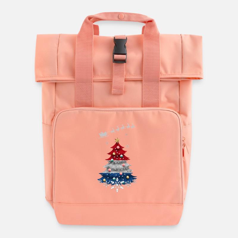 Weihnachtsbaum mit niederländischer Flagge - Rolltop Rucksack mit zwei Griffen - Chintzrosa