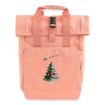Christmas tree with Algeria flag - Roll Top Backpack with Two Handles - chintz rose - Front