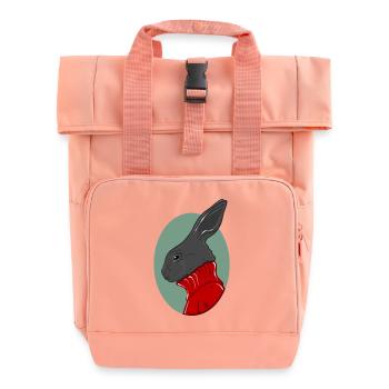 Bunny with red sweater - Roll Top Backpack with Two Handles - chintz rose - Front