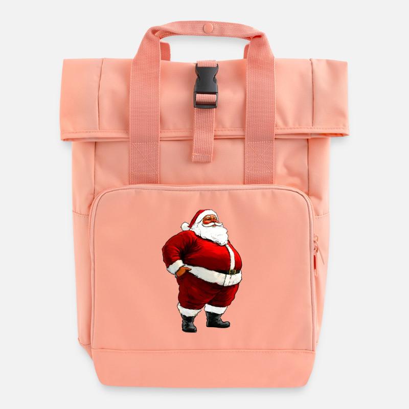 Fat Santa Claus - Roll Top Backpack with Two Handles - chintz rose