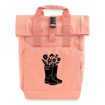 Frühlingsstiefel mit Blumen - Rolltop Rucksack mit zwei Griffen - Chintzrosa - Vorne