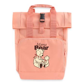 Mom Bear and Child Soft Toy - Roll Top Backpack with Two Handles - chintz rose - Front