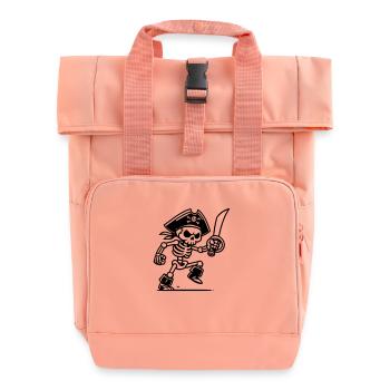 Pirate Skeleton with Saber - Roll Top Backpack with Two Handles - chintz rose - Front