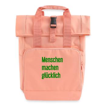 Menschen machen glücklich – Positives Statement - Rolltop Rucksack mit zwei Griffen - Chintzrosa - Vorne