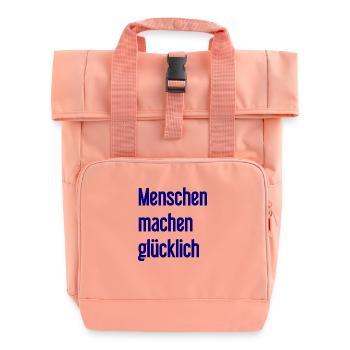 People make you happy – Positive statement - Roll Top Backpack with Two Handles - chintz rose - Front