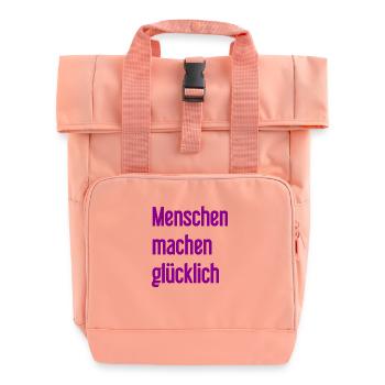 Menschen machen glücklich – Positives Statement - Rolltop Rucksack mit zwei Griffen - Chintzrosa - Vorne