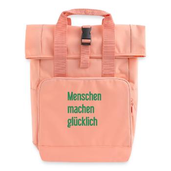 People make you happy – Positive statement - Roll Top Backpack with Two Handles - chintz rose - Front