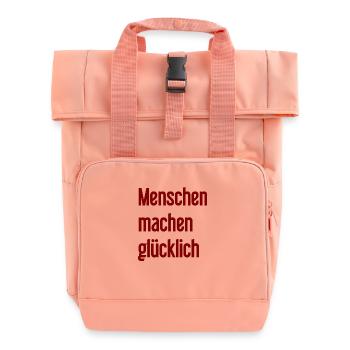 Menschen machen glücklich – Positives Statement - Rolltop Rucksack mit zwei Griffen - Chintzrosa - Vorne
