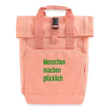 People make you happy – Positive statement - Roll Top Backpack with Two Handles - chintz rose - Front