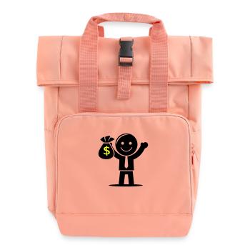 Money Cash Hustle Money Bag - Roll Top Backpack with Two Handles - chintz rose - Front