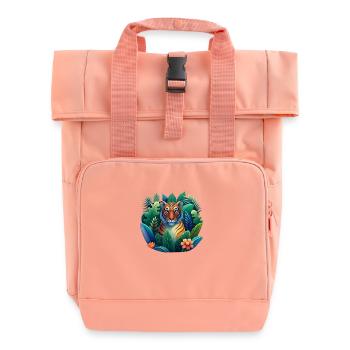 Kraftvolle Tiger-Illustration - Rolltop Rucksack mit zwei Griffen - Chintzrosa - Vorne