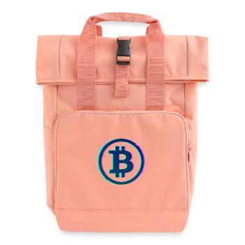 Neon Bitcoin Logo – Futuristic Crypto Glow Design - Rolltop Rucksack mit zwei Griffen - Chintzrosa - Vorne