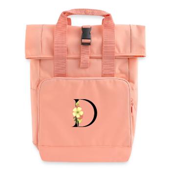 Eleganter Buchstabe 'D' mit Blumen - Rolltop Rucksack mit zwei Griffen - Chintzrosa - Vorne