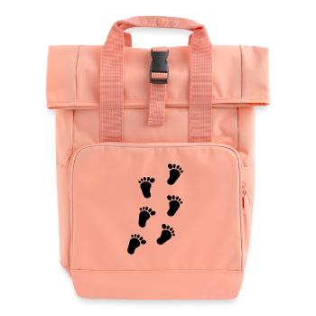 baby feet - Roll Top Backpack with Two Handles - chintz rose - Front