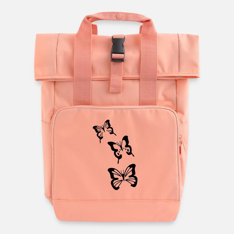 papillons - Sac à dos Roll Top à deux anses - rose liberty
