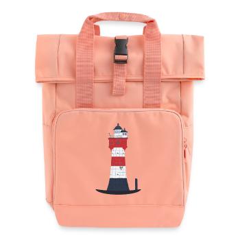 Lighthouse Red sand without text, North Sea, Offshore - Roll Top Backpack with Two Handles - chintz rose - Front
