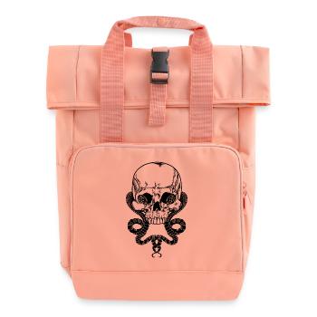 Schädel mit zwei Schlangen - Rolltop Rucksack mit zwei Griffen - Chintzrosa - Vorne
