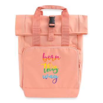 Pride Month - Born This Way - Roll Top Backpack with Two Handles - chintz rose - Front