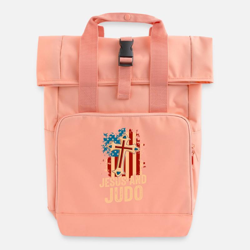 Jesus und Judo - Rolltop Rucksack mit zwei Griffen - Chintzrosa