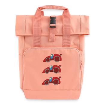 car racing - Roll Top Backpack with Two Handles - chintz rose - Front