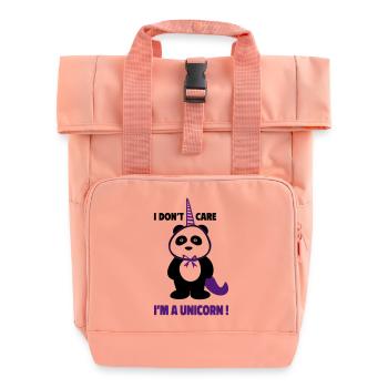 Panda als Einhorn,Lustiges Geschenk für Kids - Rolltop Rucksack mit zwei Griffen - Chintzrosa - Vorne