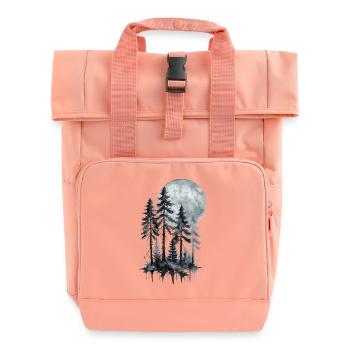 Forêt au clair de lune, Aquarelle, Silhouette - Sac à dos Roll Top à deux anses - rose liberty - Devant