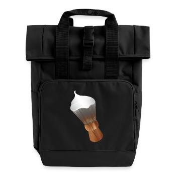 Classic Barber Shaving Brush in Retro Look - Roll Top Backpack with Two Handles - black - Front